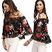 Sunward(TM) Sexy Women Off Shoulder Floral Blouse Tops (Medium, Black)