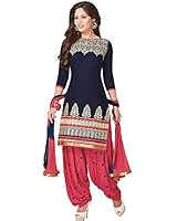 New Arrival Indian Designer Blue Pink Punjabi Patiala Suit Dress Material for Women