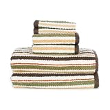 Stratford Stripe Textured Terry 6-Piece Towel Set, Cocoa Stripe
