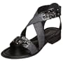 Aquatalia by Marvin K. Women's Tame Sandal,Black weatherproof patent/Straw,6 M US