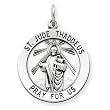 St. Jude Sterling Silver Pendant, 13/16" (21 Mm) 20" Steel Chain QC3601