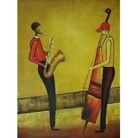 20X24 inch Hand-painted Oil Painting Saxophonist & Cellist