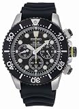 Seiko #SSC021 Men's Rubber Strap 200M Black Dial Solar Diver Watch