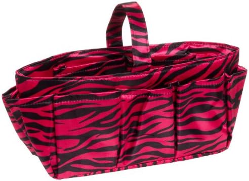 Black & Hot Pink Zebra Multiple Pocket Satin Feel Purse Organizer