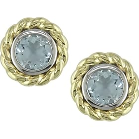 10K Two-Tone 1 5 8 Carat Aquamarine Earrings by Amour