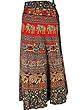 Long Indian Wrap Skirt Gypsy Boho Red Green Elephant Peacock Print Cotton Wrap Around Skirt