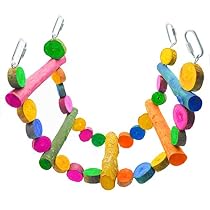 Niteangel Colorful Wooden Parrot Ladder, Swing Bridge Bird Cage Toy
