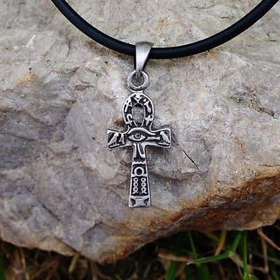 Little Ra Eye/Ankh Egyptian cross of life Pagan/Paganism Pendant Brass/Pewter NON SHINY UNPOLISHED