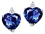 2.14 cttw Heart Shape Created Sapphire and Genuine Diamonds Earring Studs in 14k White Gold