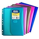 C-Line Super Heavyweight Mini Poly Binder Pocket with Velcro Closure, 1/2-Inch Gusset, Pack of 36 Pockets, Assorted Colors (08730)