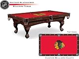 Chicago Blackhawks Logo Pool Table with Elmhurst Legs and Cinnamon Finish