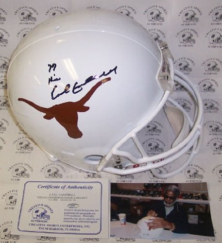 Earl Campbell Autographed/Hand Signed Texas Longhorns Full Size Deluxe Replica Football Helmet with 77 Heisman Inscription