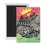 Hen, 1998 (w/c and ink on paper) by Maylee.. - 3x2 inch Fridge Magnet - large magnetic button - Magnet