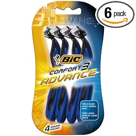 Buy BIC Comfort 3 Advance Pivot Triple Blade Disposable Shaver, Men, 4-Count (Pack of 6) by BIC