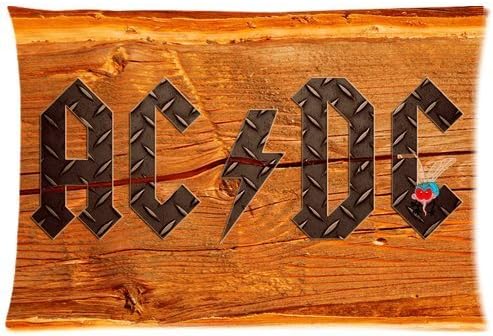 AC/DC Music Band Lightning Wood Custom Queen Size Bed Pillowcase DIY Pillowslips Roomy in Size 20 * 30 Inch
