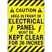 Accuform Signs PSR640 Slip-Gard Adhesive Vinyl  Mat-Style Floor Sign, Legend "CAUTION AREA IN FRONT OF ELECTRICAL PANEL MUST BE KEPT CLEAR FOR 36 INCHES/PRECAUCION EL AREA EN FRENTE DEL CUADRO ELECTRICO DEBE PERMANECER LIBRE POR 36 PULGADAS", 14" Width x 20" Length, Black on Yellow