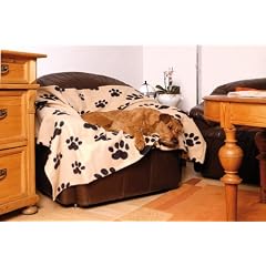 Trixie 37181 Fleecedecke Barney,150x100 cm, beige mit schwarzen Pfoten