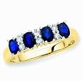14K Yellow Gold 0.11 ct. Diamond with Alternating 1 ct. Sapphire Anniversary Ring