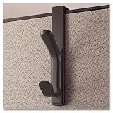 Recycled Cubicle Coat Hook, 2 Hook, Plastic, Charcoal