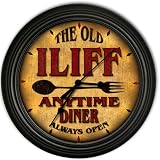 Iliff 's Family Diner Black Cascading Pub Style Wall Clock