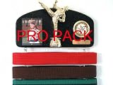 Martial arts belt display with a KICK ! PRO PACK MSR.