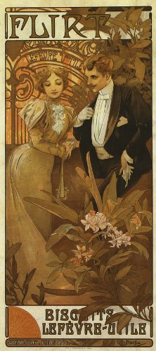 1899 Biscuits Lefevre Utile Dessert Cookies Couple Flirt Paris By Alphonse Mucha Was a Czech Art Nouveau Painter and Decorative Artist 13