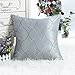 CaliTime Faux Silk Throw Pillow Case Cover for Sofa Couch Home Decoration Modern Waves Lines Embroidered 18 X 18 Inches Gray