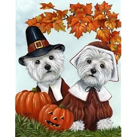 West Highland Terrier Thankful Pilgrim GARDEN FLAG