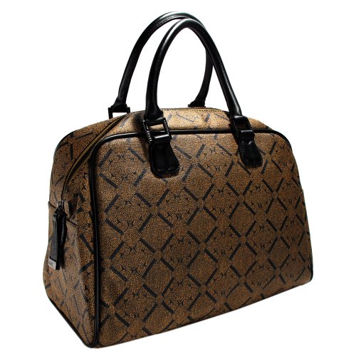 Gianfranco Ferre GFF WX5BIF 80685 U209 Large Brown Black Signature Ferre Print Top Handle Bag