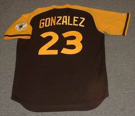ADRIAN GONZALEZ San Diego Padres 1970's Majestic Cooperstown Throwback Away Baseball Jersey, MEDIUM