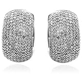 14K White and Rose Gold 4.00ct Diamond Pave Reversible Hoop Earrings