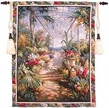 IMAGE OF Tropical Breezeway Style Handwoven Wall Hanging Fabric Tapestry Home Decor