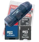 Secure Digital (SD) Multimedia Mobility Combo Kit of Sandisk 2GB microSD, SD Adapter, miniSD adapter and USB (Secure Digitial) SD High Speed Smoke Color Card Reader / Writer