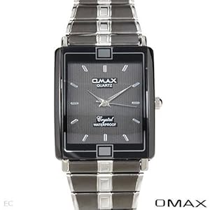 Omax Quartz WaterProof Men Watches Two Tone Black N Sliver Stainless Steel Band Black Dial