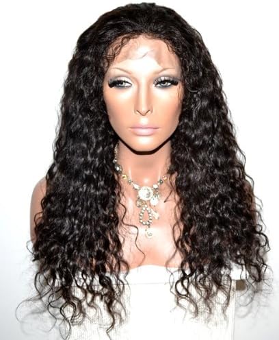 Premium Brazillian Remy Lace Front Wig Deep Wave 1B 20"
