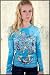 Grail Ribs and Birds Women's Long Sleeve Tee Shirt Top in Turquoise