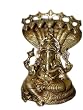 Sitting Ganesha Statue on Seven Hooded Serpent Brass Idol Gold Patina 8"