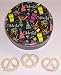 Scott's Cakes 1 lb. White Chocolate Covered Pretzel in a Celebrate Tin