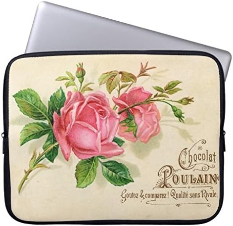 Yoacae 13-Inch Vintage French Publicity Girly Red Roses Electronics Bag Laptop Sleeves Neoprene Laptop Soft Yoacae 10-Inch Sleeve Case Bag Pouch Cover for Macbook Pro