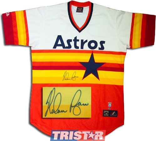 Nolan Ryan Autographed/Hand Signed Majestic Houston Astros Rainbow Authentic Jersey