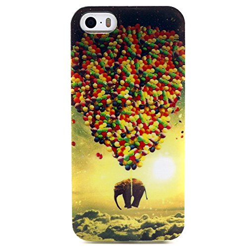 iPhone 5S Case, JCmax Cute Fashion New Ultra Slim Soft Silicone Rubber GEL TPU Back Case Skin Cover For Apple iPhone 5 5S + One Responsive Pen and One Screen Protector Flim - Elephant Pattern
