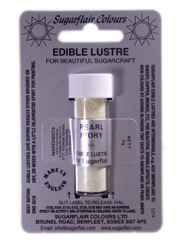 Sugarflair PEARL IVORY Edible Lustre Dust Powder - Cake decorating shimmer