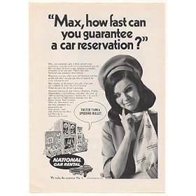 1970 National Car Rental Girl Max Computer Print Ad