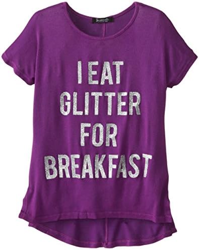 Signorelli Big Girls' I Eat Glitter For Breakfast Tee, Orchid, Large
