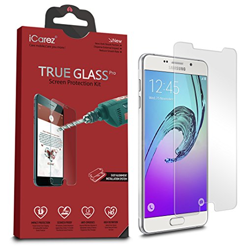 iCarez [Tempered Glass] Screen Protector for Samsung Galaxy A7 (2016) Easy Install with Lifetime Replacement Warranty - Retail Packaging