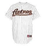 MLB Hunter Pence Houston Astros Youth Short Sleeve 6 Button Synthetic Replica Jersey (Wht/Blk Pinstrps, Medium)