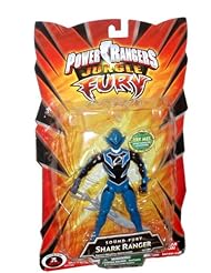 Power Rangers Jungle Fury 6 Inch Tall Figure with Action Sound - Sound Fury Blue Shark Ranger with Shark Blade Plus Shock Sensor Sound Feature