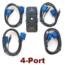 4 Port USB KVM PC Switch & Cables for Unix / Linux / Mac / Windows