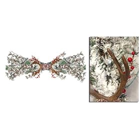  32 inch Pre-Lit LED Flocked Rustic Antler Battery Operated Christmas Swag - Clear