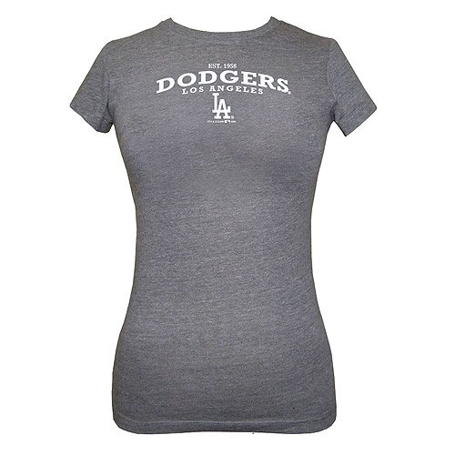 Los Angeles Dodgers Women's Vintage Grey Crew Neck T-shirt by 5th & Ocean